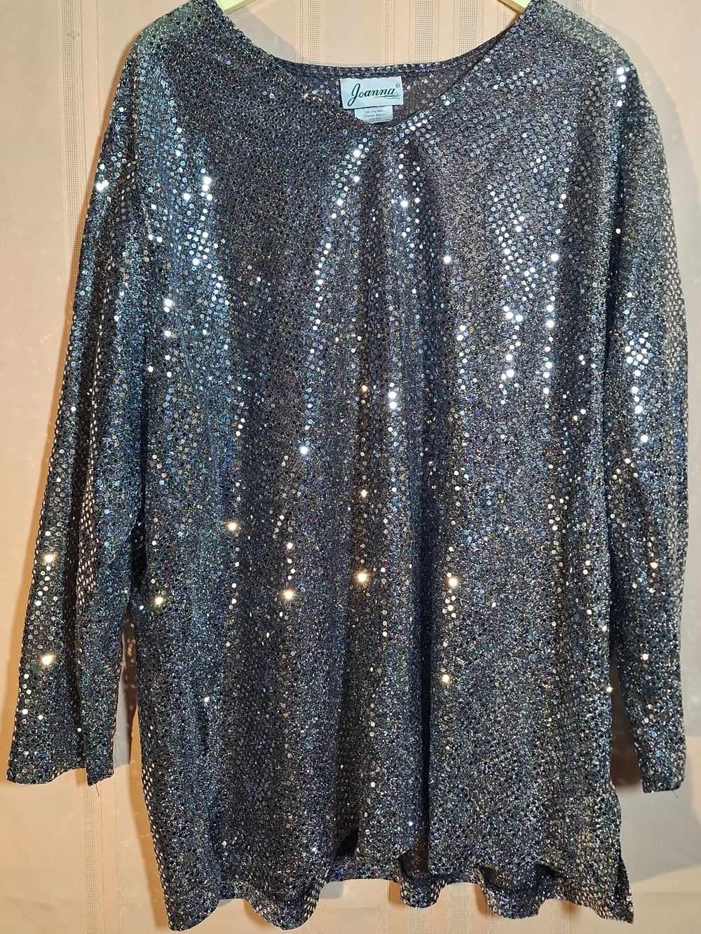 JOANNA Vintage 1980's Sparkle Sequin Top - Silver